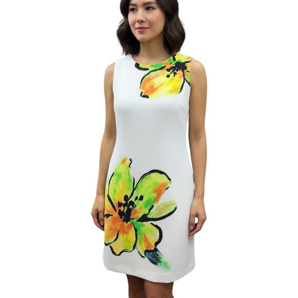 Lauren Ralph Lauren Dresses & Skirts - Lauren Ralph Lauren Dress 12P White Floral Shift Sleeveless Lined Stretch Career
